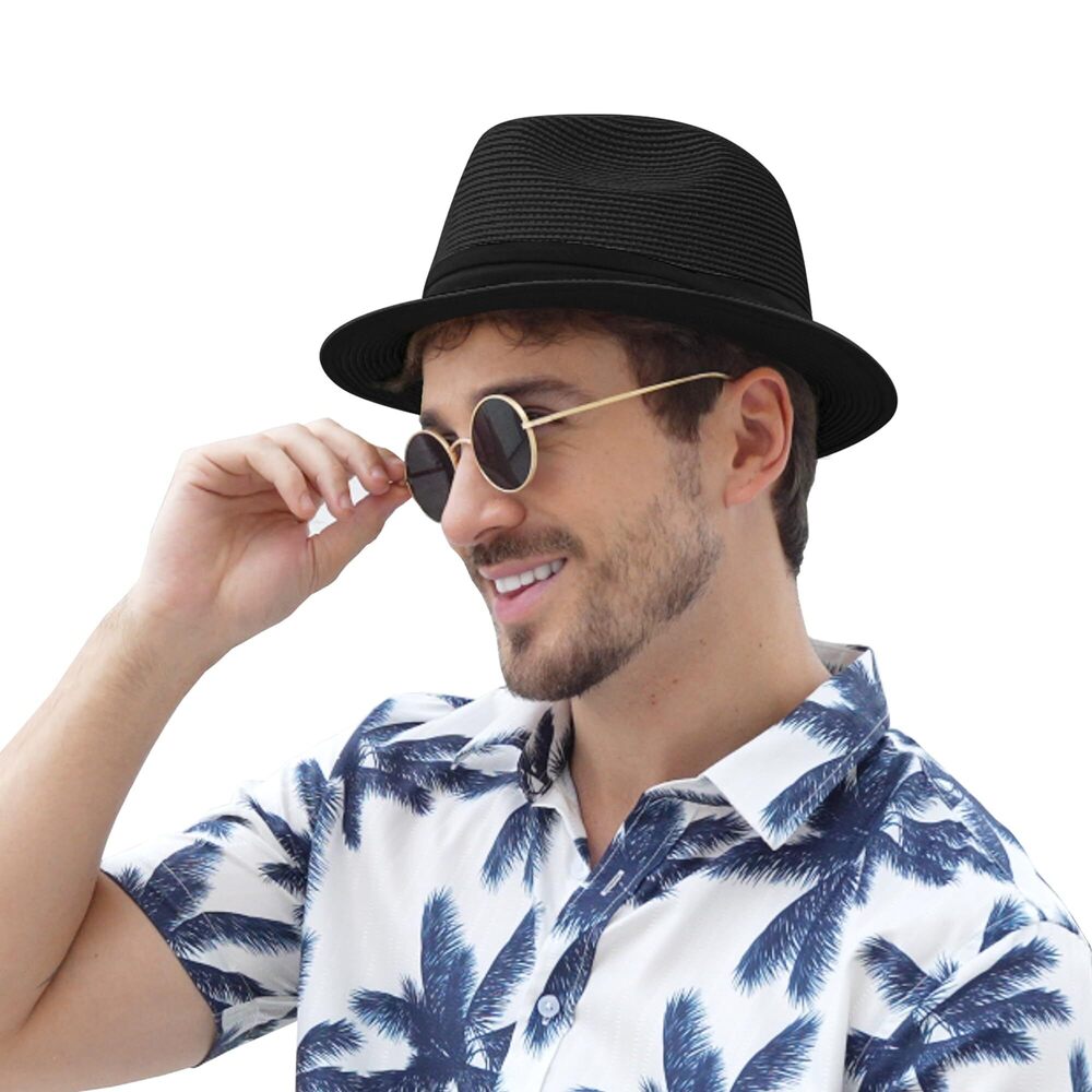 1057 Panama Hat Straw Fedora Hat Packable Short Brim UPF 50+ UV Sun